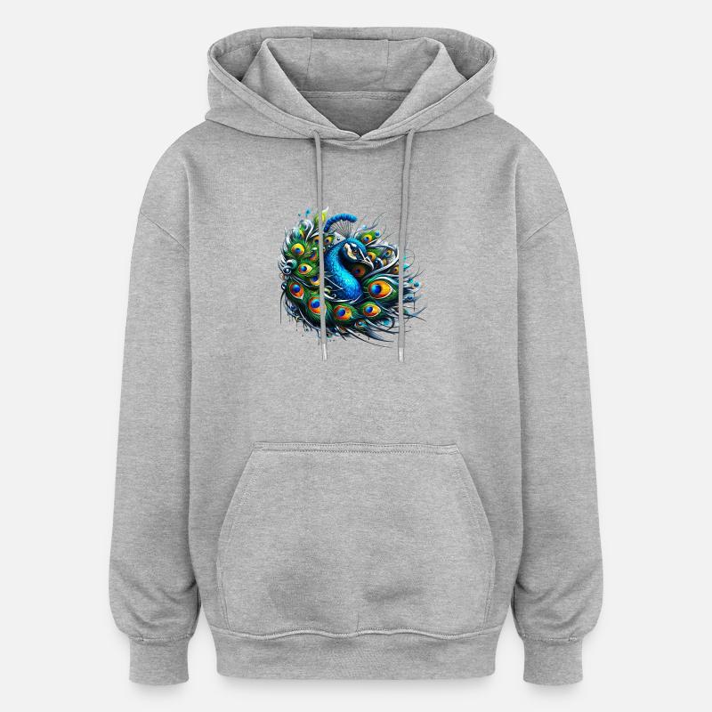 Peacock - Oversized Unisex Hoodie - heather grey