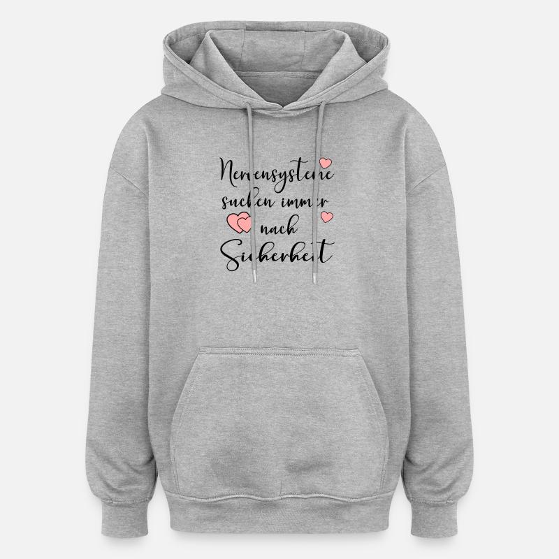 NERVENSYSTEME SICHERHEIT - Oversized Unisex Hoodie - Grau meliert