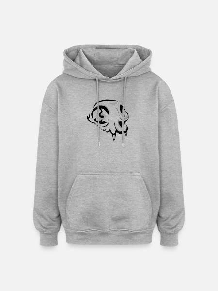 Cat Skull - Oversized Unisex Hoodie - heather grey
