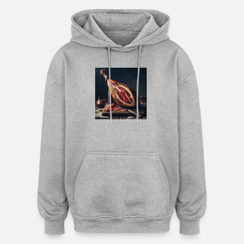 Cuisse de jambon serrano - Sweat à capuche oversize unisexe - gris chiné