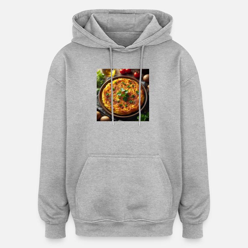 Omelette aux pommes de terre - Sweat à capuche oversize unisexe - gris chiné