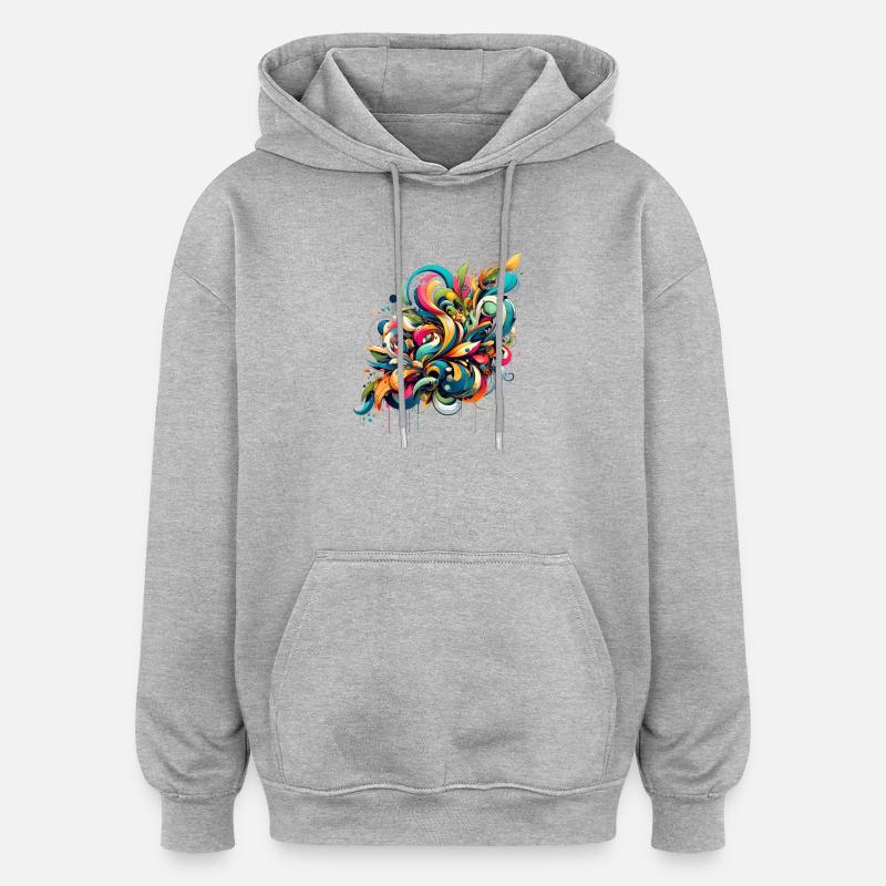 Coole florale dynamische Graffiti-Illustration - Oversized Unisex Hoodie - Grau meliert