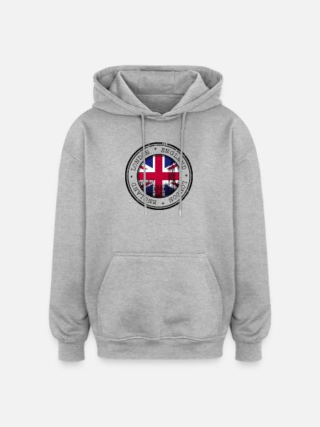 Londoner Flagge Rundes Abzeichen - Oversized Unisex Hoodie - Grau meliert