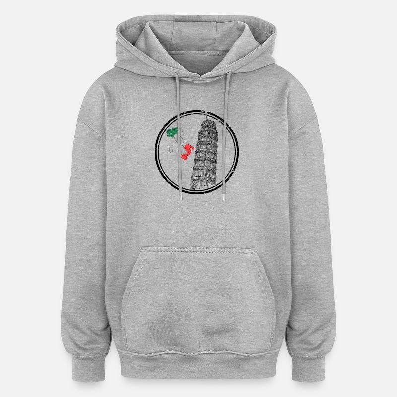 Italie Carte Drapeau Couleurs - Sweat à capuche oversize unisexe - gris chiné