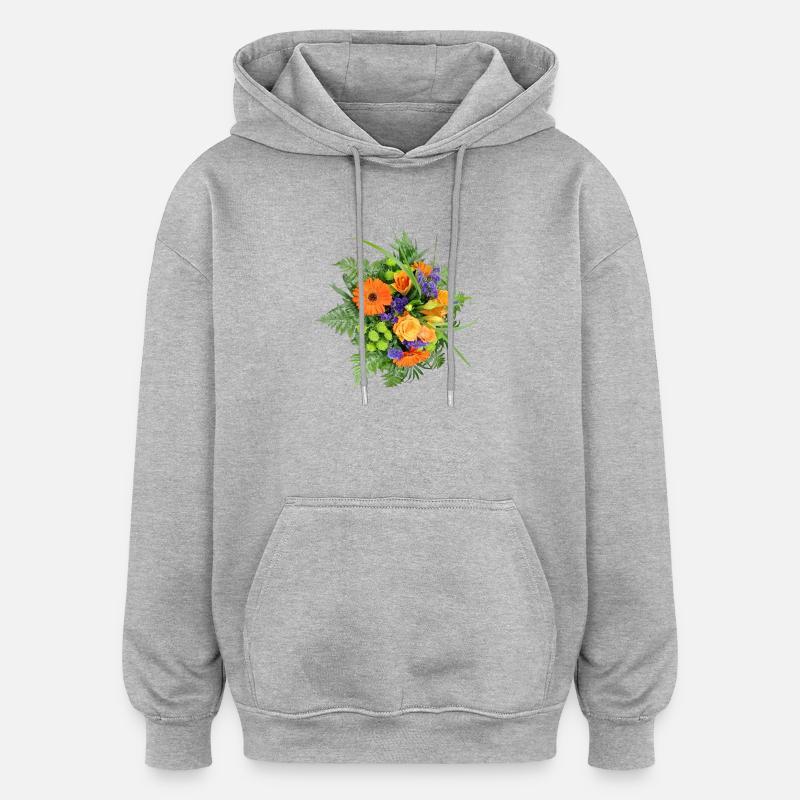 BOUQUET - Sweat à capuche oversize unisexe - gris chiné