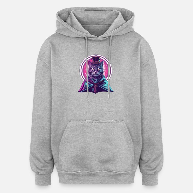 Lord Meow - Sweat à capuche oversize unisexe - gris chiné
