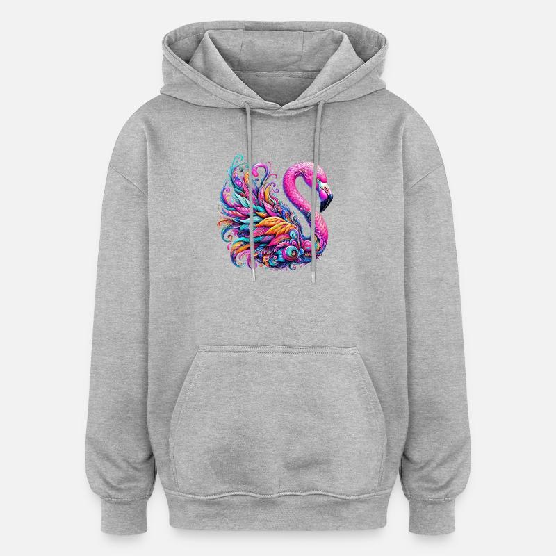 Flamant - Sweat à capuche oversize unisexe - gris chiné