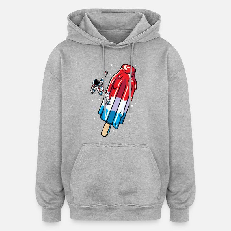 Glace Astronaute popsicle - Summer american - Sweat à capuche oversize unisexe - gris chiné