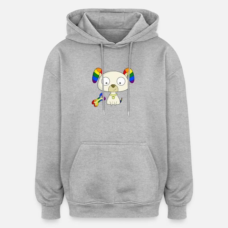 Chiot arc-en-ciel - Sweat à capuche oversize unisexe - gris chiné