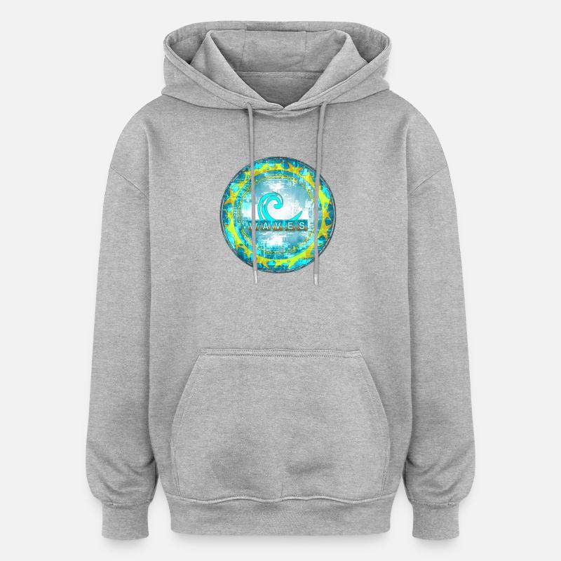 Abstract Waves Pattern - Oversized Unisex Hoodie - heather grey
