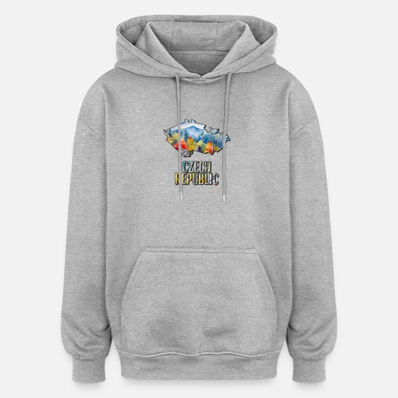 Carte à l’aquarelle République tchèque - Sweat à capuche oversize unisexe - gris chiné