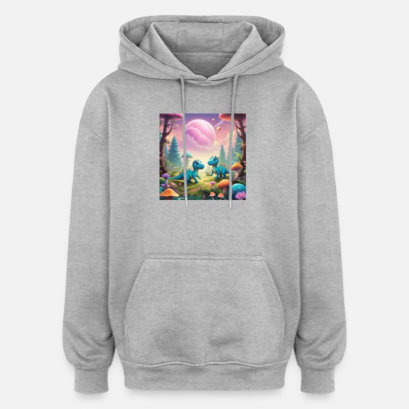 Dinosaure - Sweat à capuche oversize unisexe - gris chiné