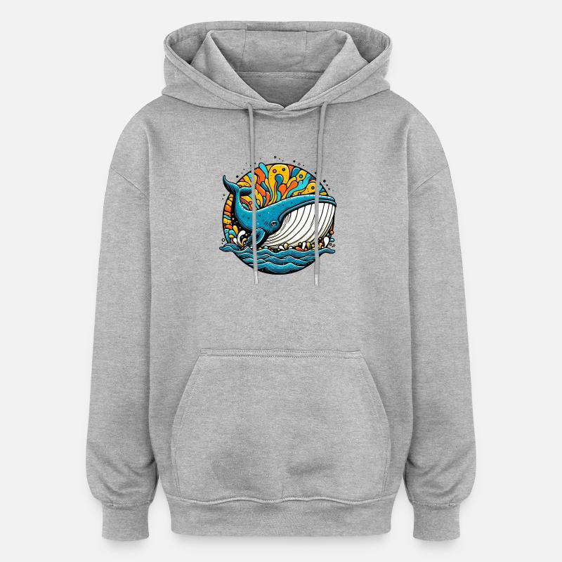 Baleine - Sweat à capuche oversize unisexe - gris chiné