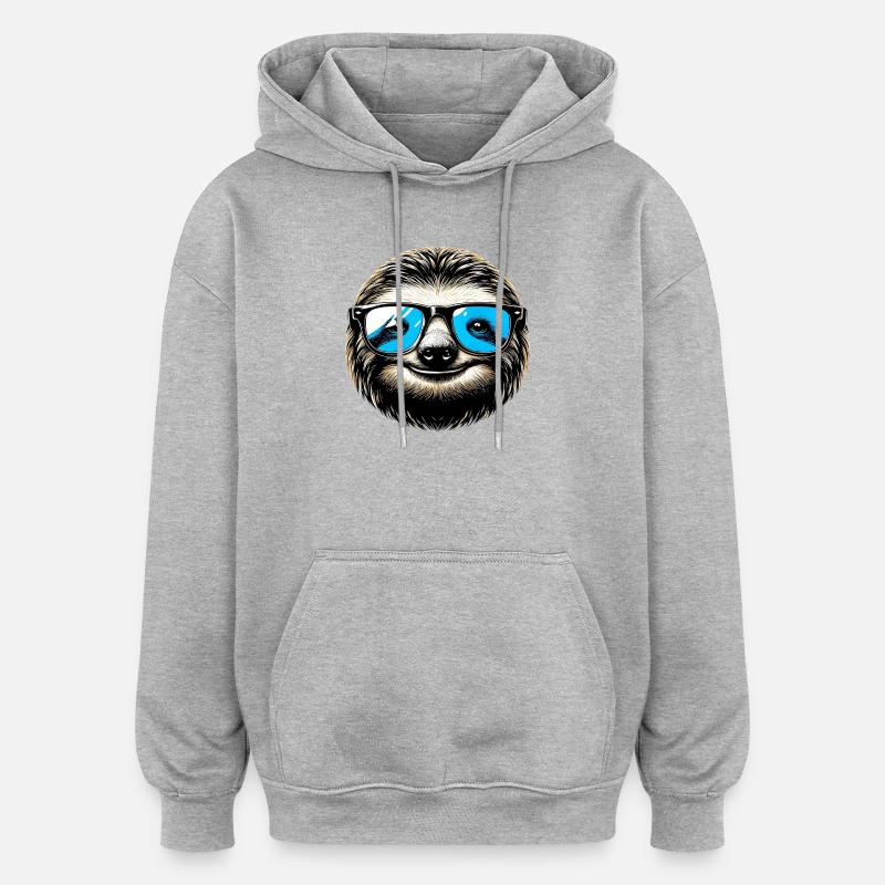 Faultier mit Sonnenbrille - Oversized Unisex Hoodie - Grau meliert