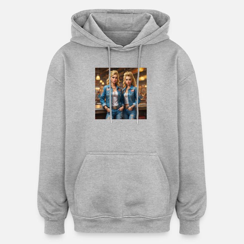 Diner Denim Duette - Oversized Unisex Hoodie - Grau meliert