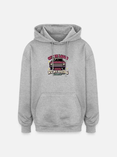 Retro Car Get Lost Insane Design - Oversized Unisex Hoodie - heather grey