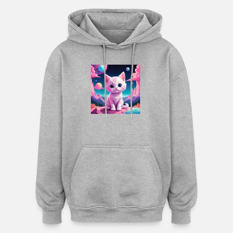 Chatons sur des planètes étrangères - Sweat à capuche oversize unisexe - gris chiné