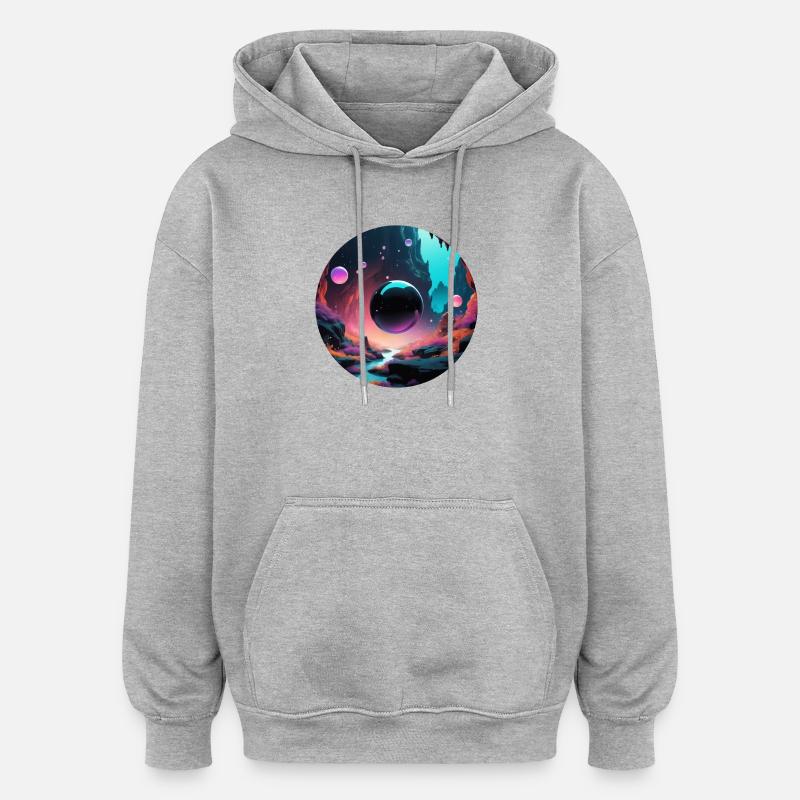 Sphère noire - Sweat à capuche oversize unisexe - gris chiné