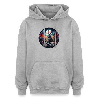 Lapin Alice au pays des merveilles Dans le terrier du lapin - Sweat à capuche oversize unisexe - gris chiné - Devant - Noah (186cm)