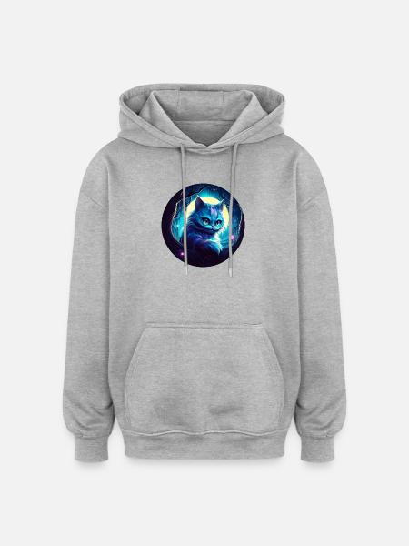 Cheshire Cat Alice in Wonderland  - Oversized Unisex Hoodie - heather grey