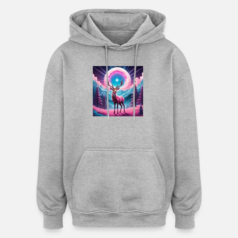 Hirsch am Berg - Oversized Unisex Hoodie - Grau meliert