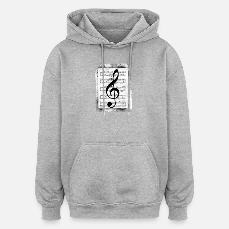 Musique de note de musique - Sweat à capuche oversize unisexe - gris chiné