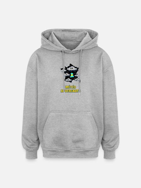 Météo Auvergnate - Sweat à capuche oversize unisexe - gris chiné