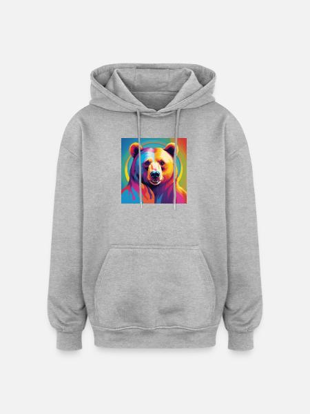 Pride Bear - Oversized Unisex Hoodie - heather grey