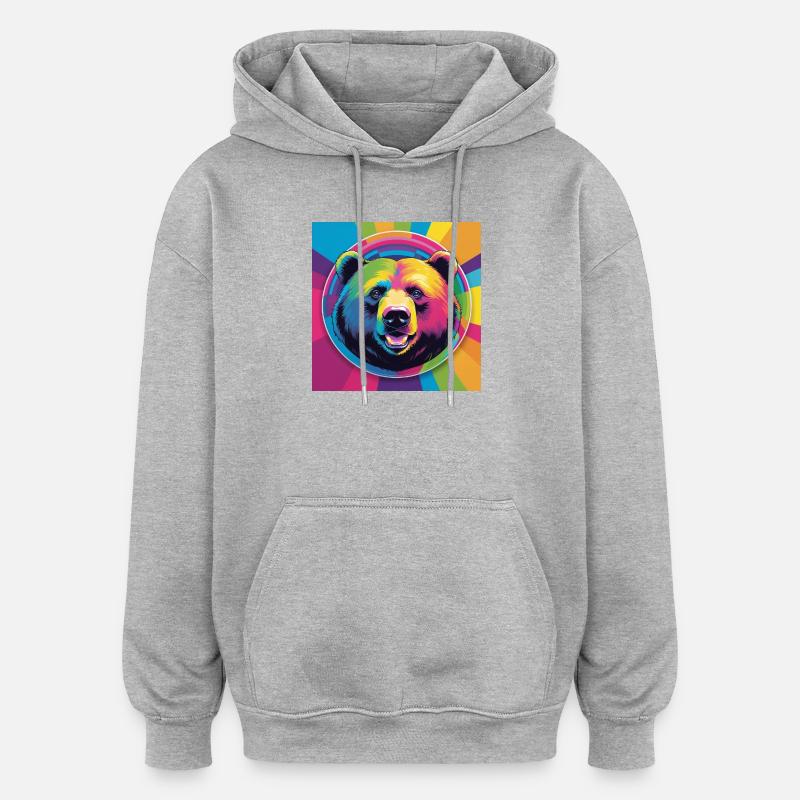 Rainbow Bear - Oversized Unisex Hoodie - Grau meliert