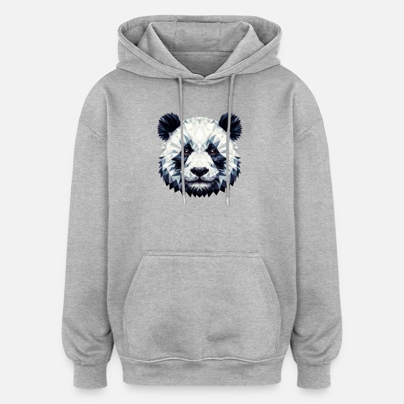 Polygonal Panda - Sweat à capuche oversize unisexe - gris chiné