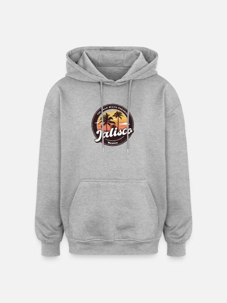 Jalisco Mexico palm trees sunset design - Oversized Unisex Hoodie - heather grey