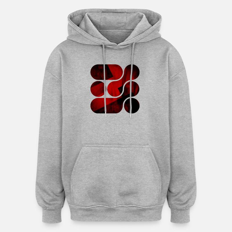 OCHOOO - Dunkelrot - Oversized Unisex Hoodie - Grau meliert