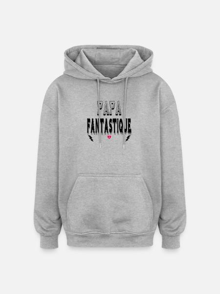 Papa Fantastique - Sweat à capuche oversize unisexe - gris chiné
