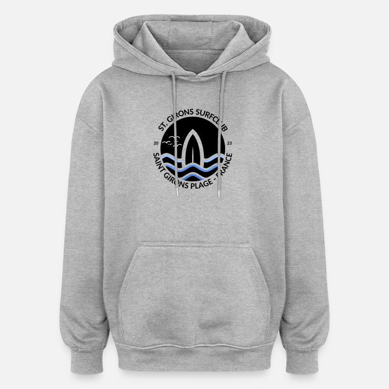 Surf Club St.Girons Plage Surfwave - Sweat à capuche oversize unisexe - gris chiné