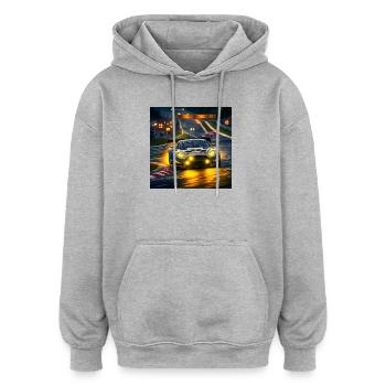 Racing car in the evening light Cornering - Oversized Unisex Hoodie - heather grey - Front - Noah (186cm)