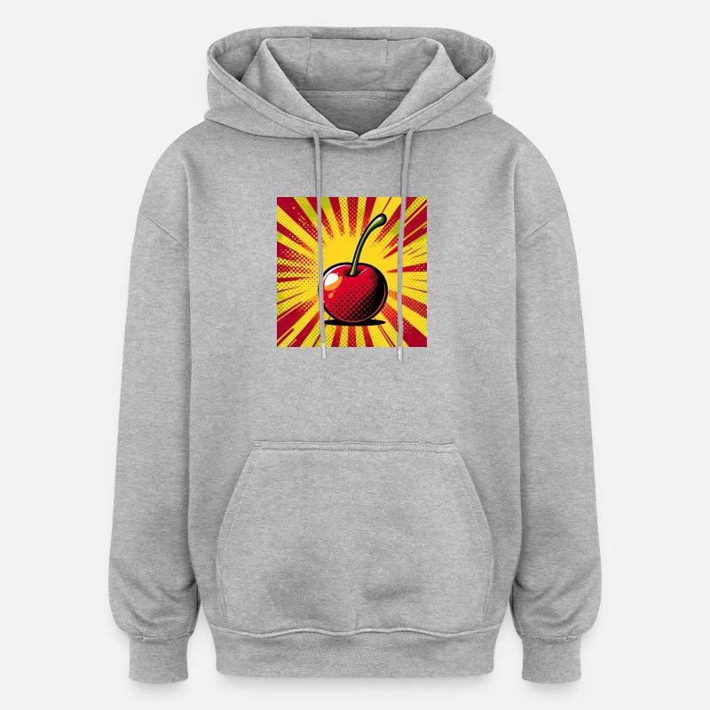 Kirsche 2 - Oversized Unisex Hoodie - Grau meliert