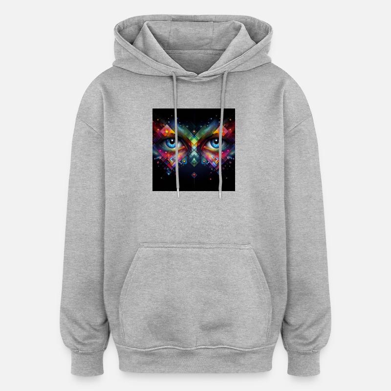 Yeux 1 - Sweat à capuche oversize unisexe - gris chiné