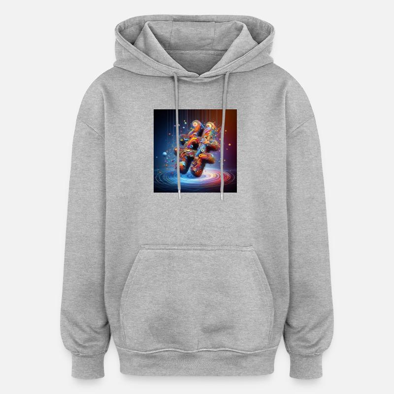 Symbole 4 - Sweat à capuche oversize unisexe - gris chiné