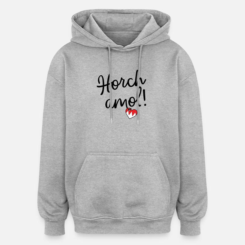 Écoutez amol ! - Sweat à capuche oversize unisexe - gris chiné