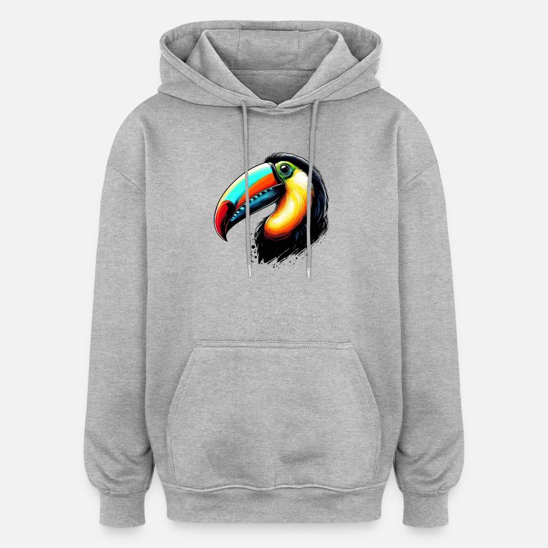Toucan - Sweat à capuche oversize unisexe - gris chiné
