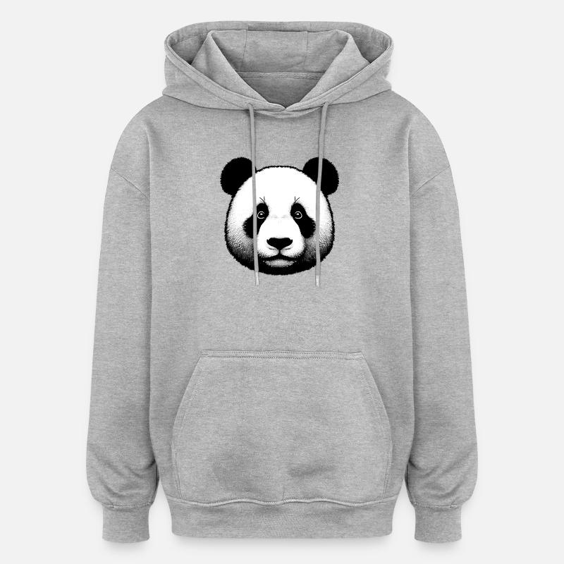 Panda - Sweat à capuche oversize unisexe - gris chiné