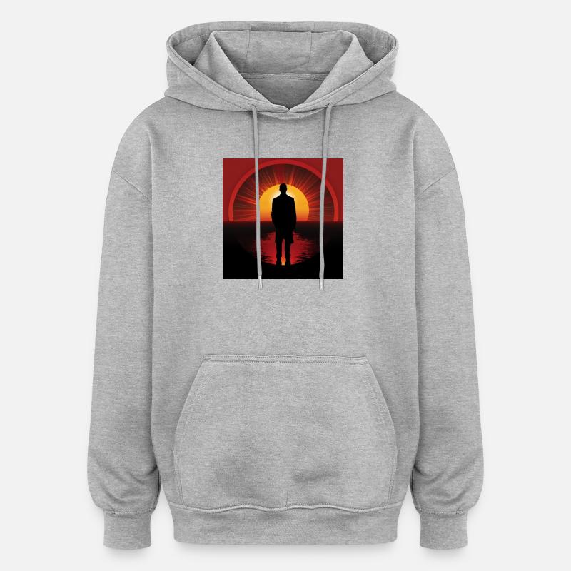 Coucher de soleil Ombre Vagabond - Sweat à capuche oversize unisexe - gris chiné