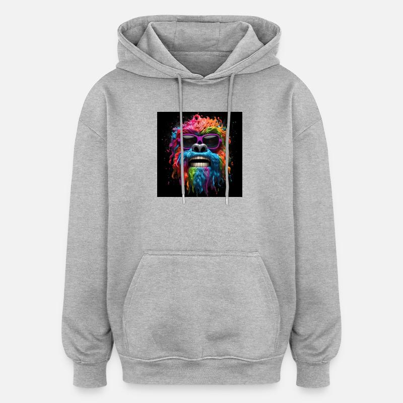 Psychedelischer Gorilla mit Sonnenbrille - Oversized Unisex Hoodie - Grau meliert