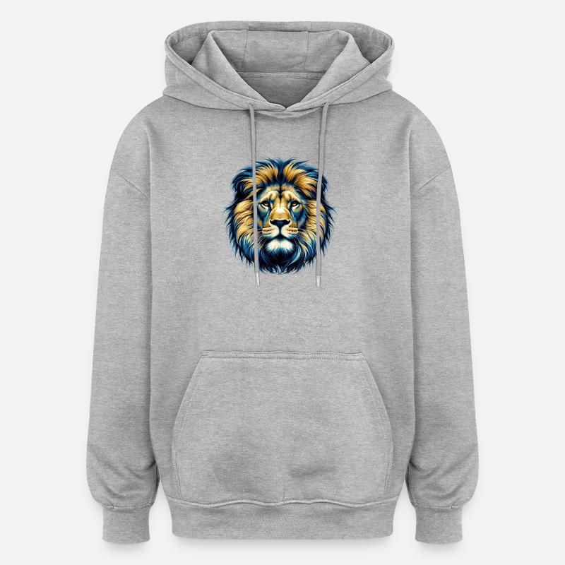 Lion - Sweat à capuche oversize unisexe - gris chiné