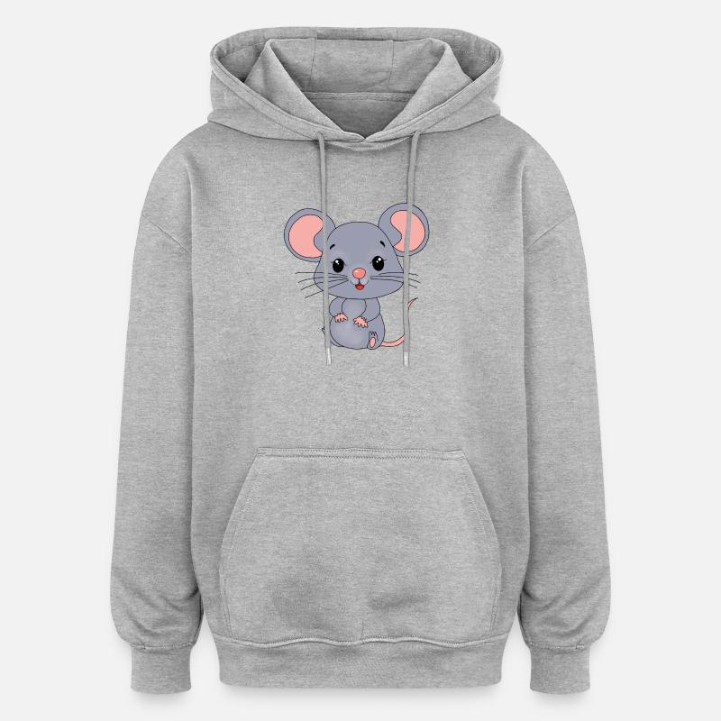 Maus Mäuse - Oversized Unisex Hoodie - Grau meliert