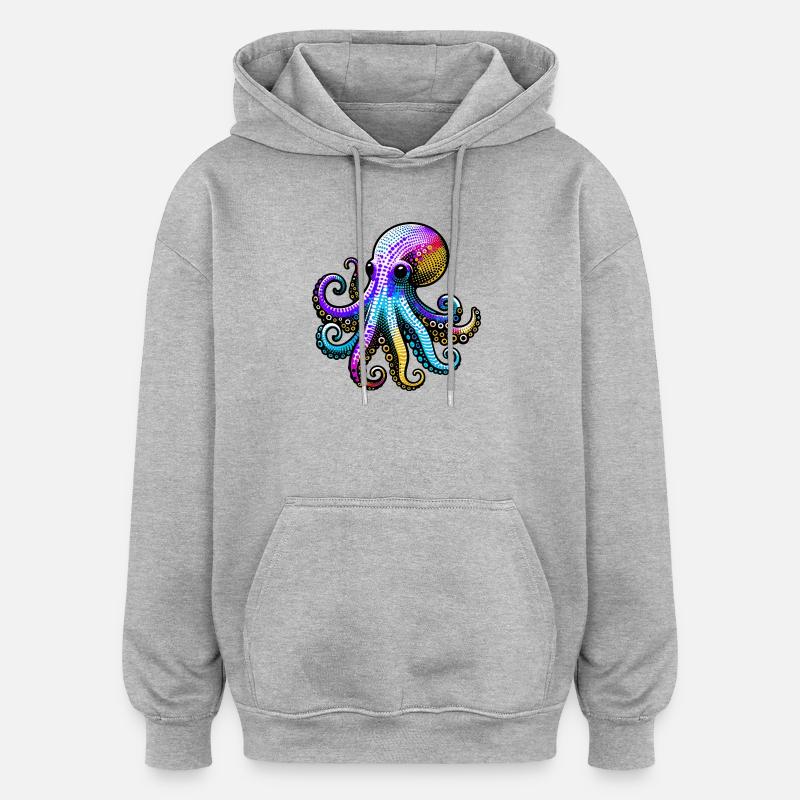 Pieuvre - Sweat à capuche oversize unisexe - gris chiné