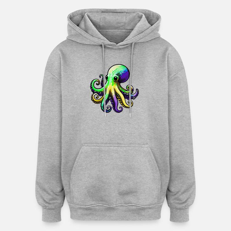 Pieuvre - Sweat à capuche oversize unisexe - gris chiné