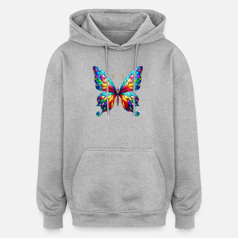 Schmetterling - Oversized Unisex Hoodie - Grau meliert