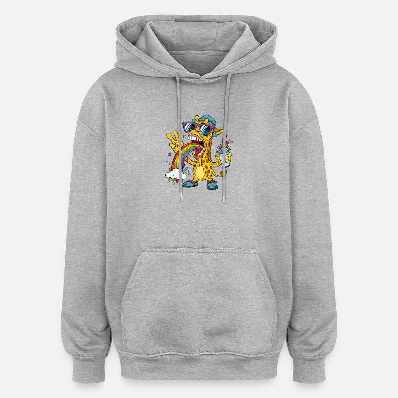 Rainbow giraffe - Oversized Unisex Hoodie - heather grey