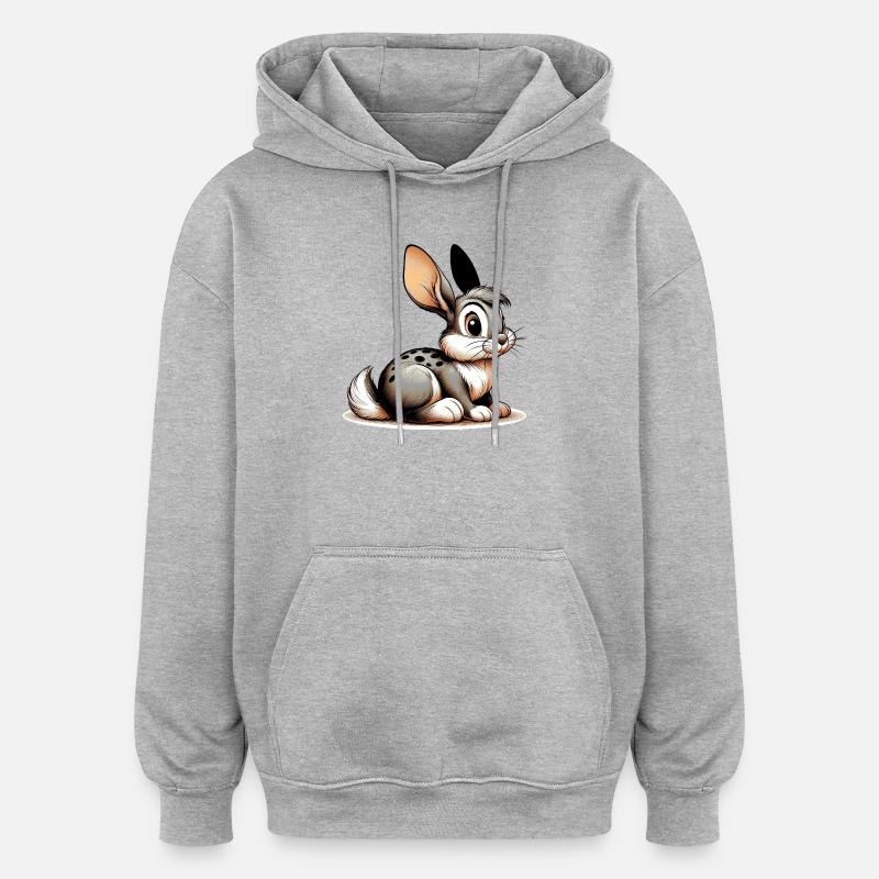 Lapin - Sweat à capuche oversize unisexe - gris chiné